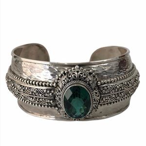 Custom Sterling Silver Green Quartz Bracelet Victorian boho